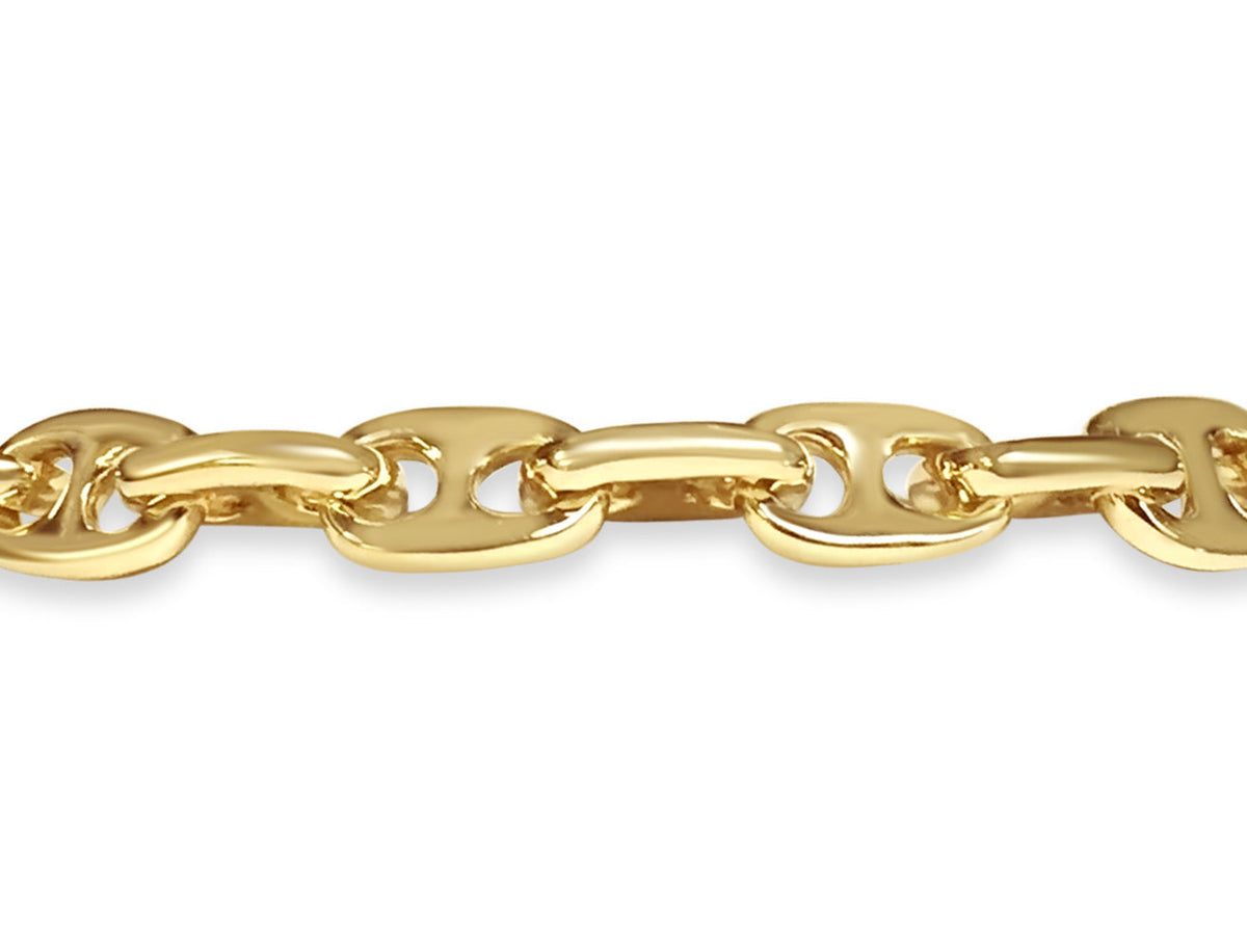 Anchor Mariner Solid White/Yellow/Rose Gold Handmade Bracelet, 9mm, 6.5-10 Inch