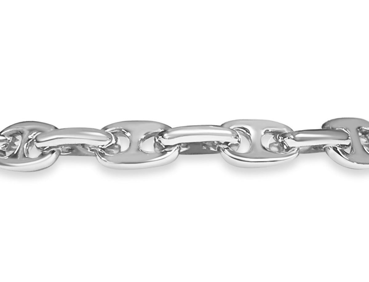 Anchor Mariner Solid White/Yellow/Rose Gold Handmade Bracelet, 9mm, 6.5-10 Inch