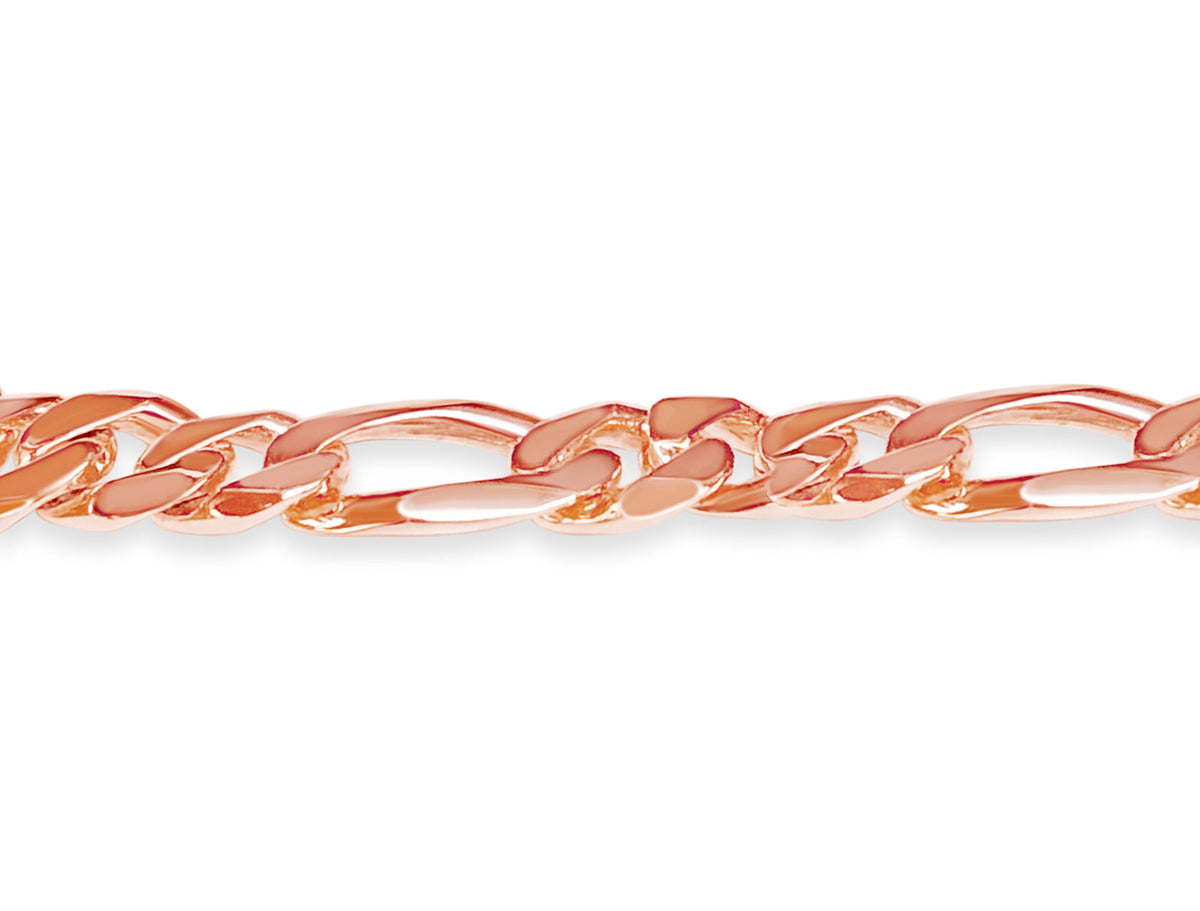 Figaro Solid White/Yellow/Rose Gold Handmade Bracelet, 12mm, 6.5-10 Inch