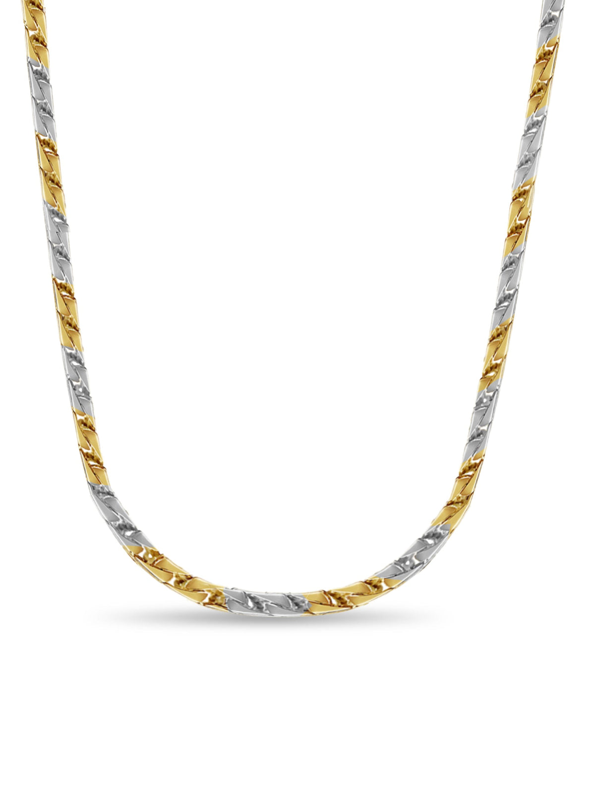 Curb Solid White/Yellow/Rose Gold Handmade Necklace, 7mm, 16-30 Inch, from 32.5 g