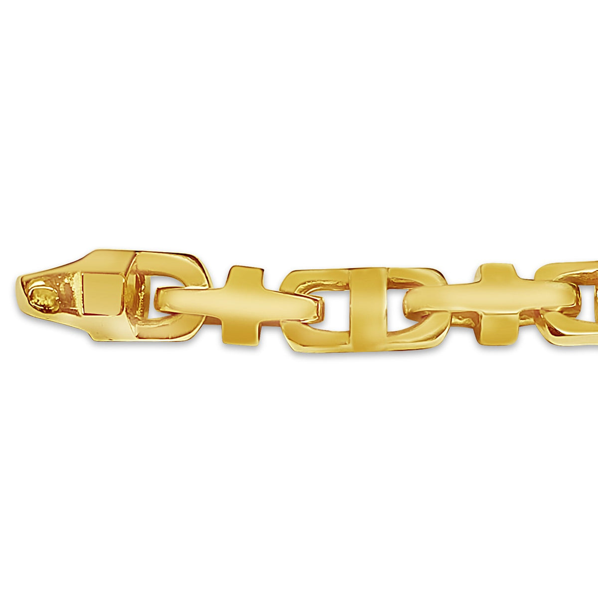 Anchor Mariner Solid White/Yellow/Rose Gold Handmade Bracelet, 7mm, 6.5-10 Inch