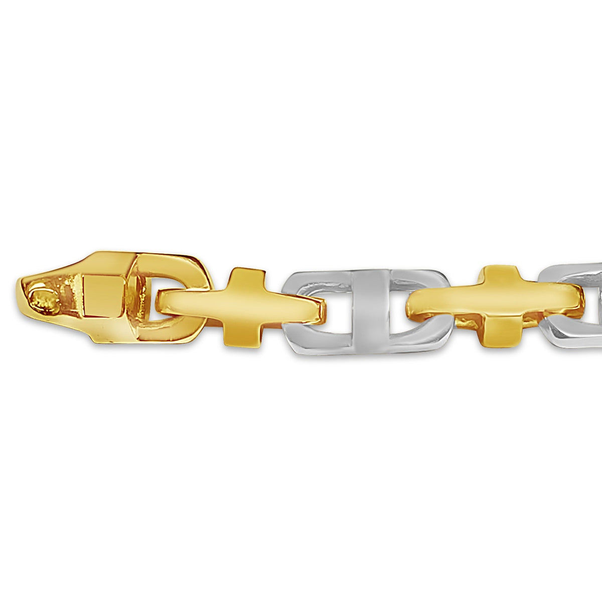 Anchor Mariner Solid White/Yellow/Rose Gold Handmade Bracelet, 7mm, 6.5-10 Inch