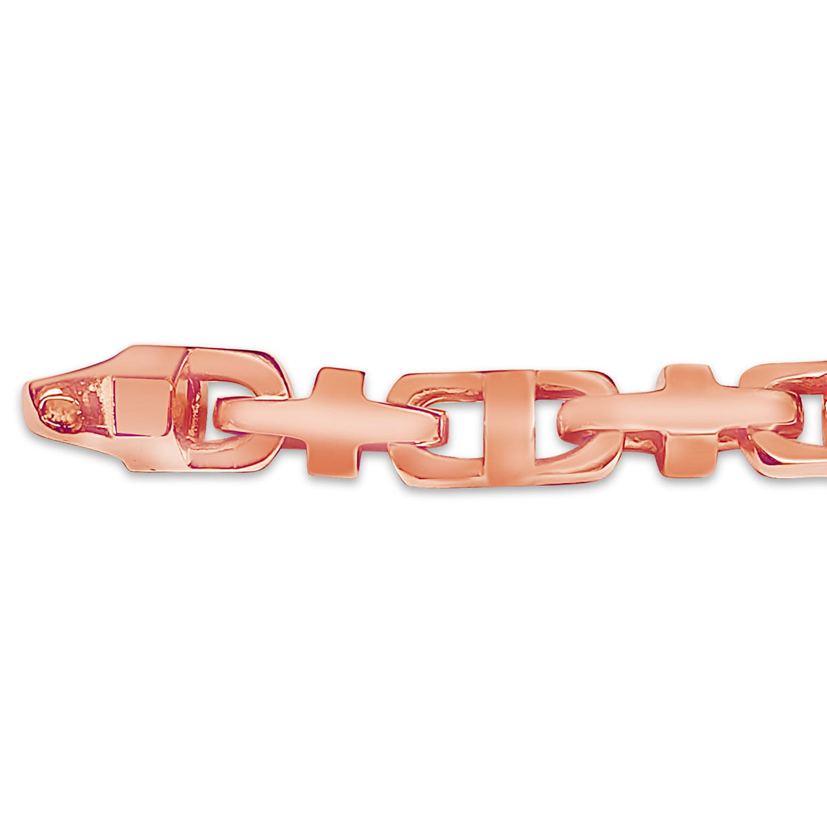 Anchor Mariner Solid White/Yellow/Rose Gold Handmade Bracelet, 7mm, 6.5-10 Inch
