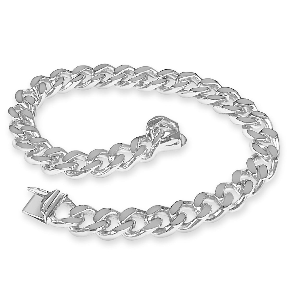 Curb Solid White/Yellow/Rose Gold Handmade Bracelet, 8mm, 6.5-10 Inch, from 45.7 g