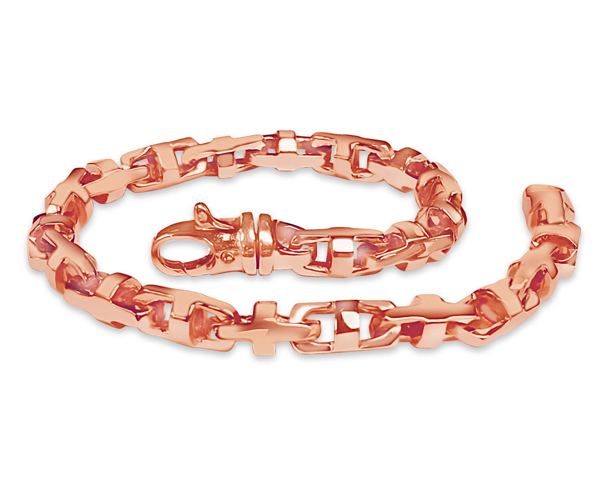 Anchor Mariner Solid White/Yellow/Rose Gold Handmade Bracelet, 7mm, 6.5-10 Inch