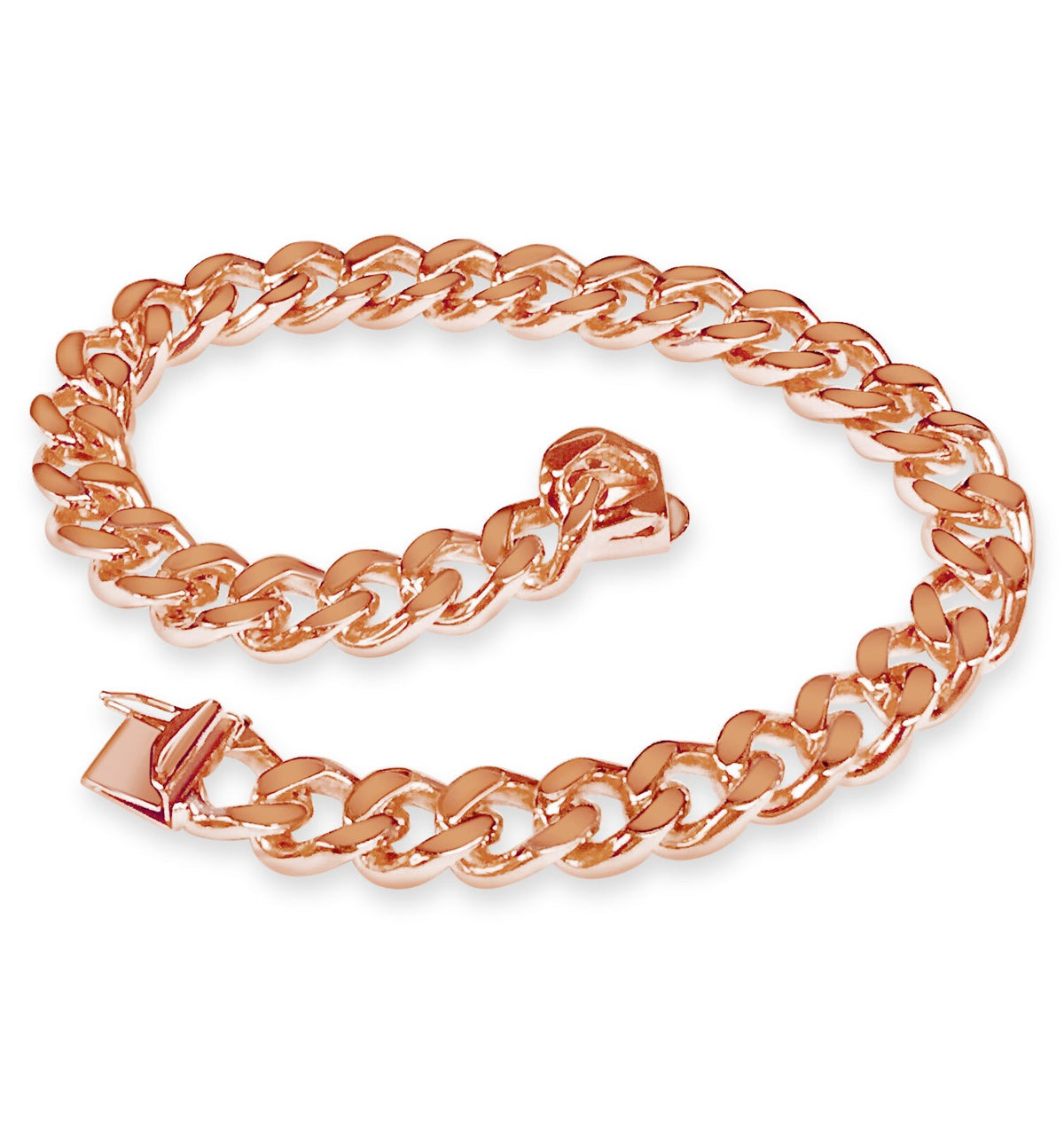 Curb Solid White/Yellow/Rose Gold Handmade Bracelet, 8mm, 6.5-10 Inch, from 45.7 g