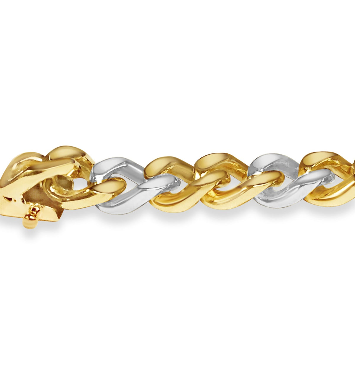 Curb Solid White/Yellow/Rose Gold Handmade Bracelet, 8mm, 6.5-10 Inch, from 45.7 g