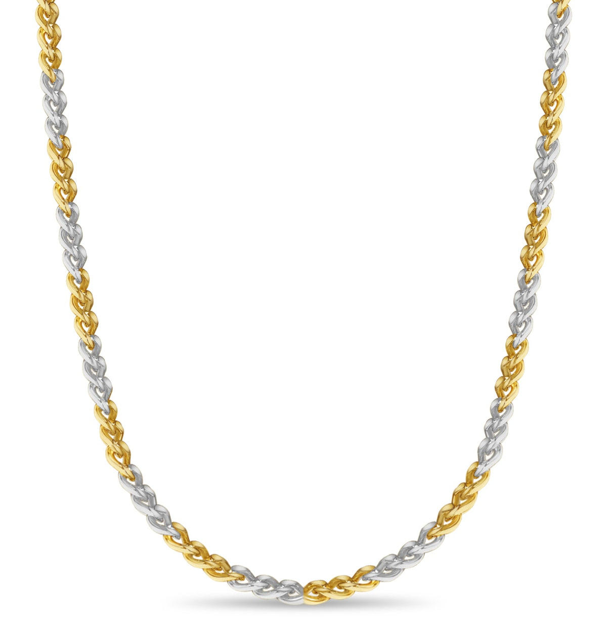Curb Solid White/Yellow/Rose Gold Handmade Necklace, 8mm, 16-30 Inch, from 73.1 g
