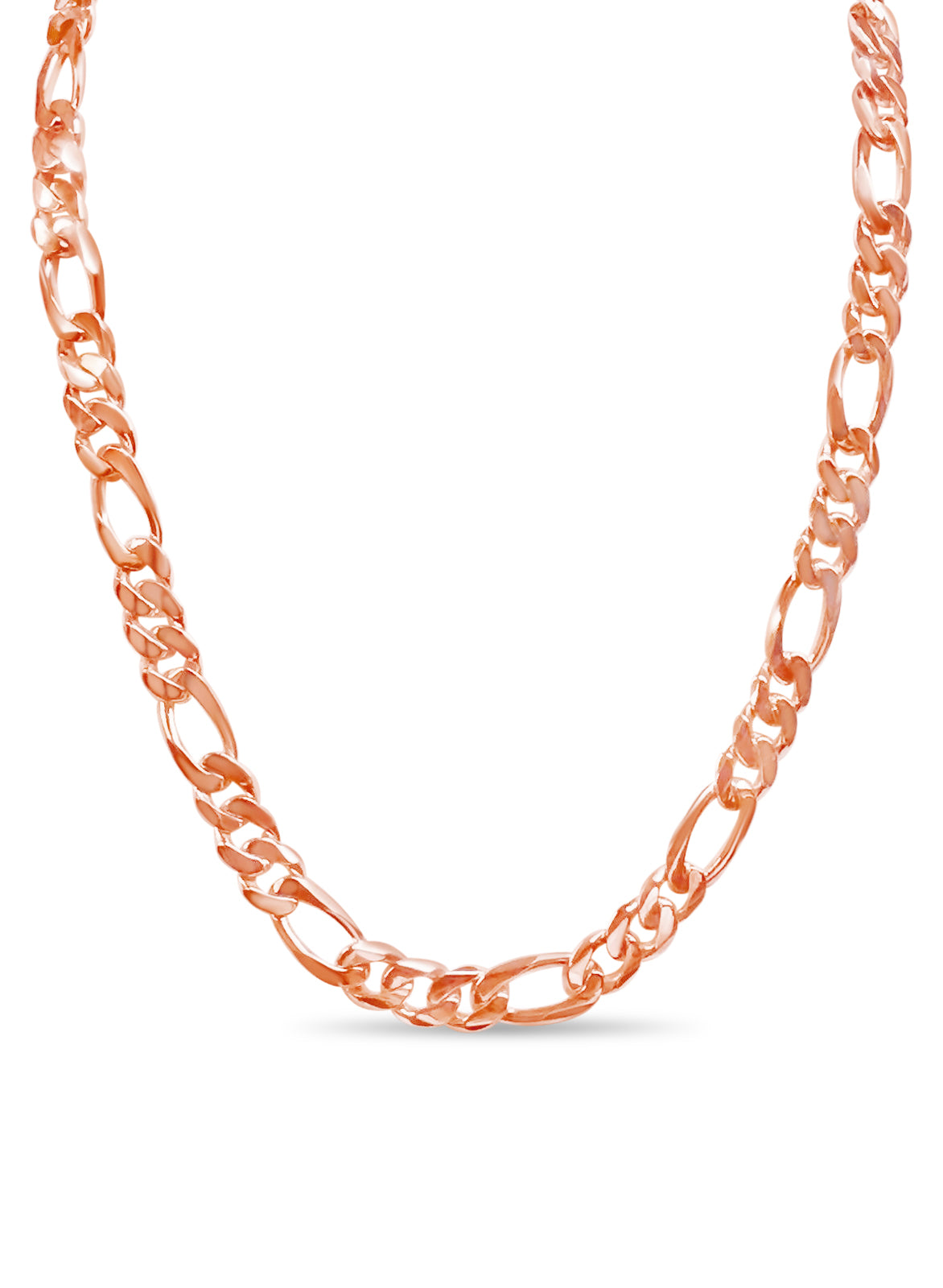 Figaro Solid White/Yellow/Rose Gold Handmade Necklace, 12mm, 16-30 Inch