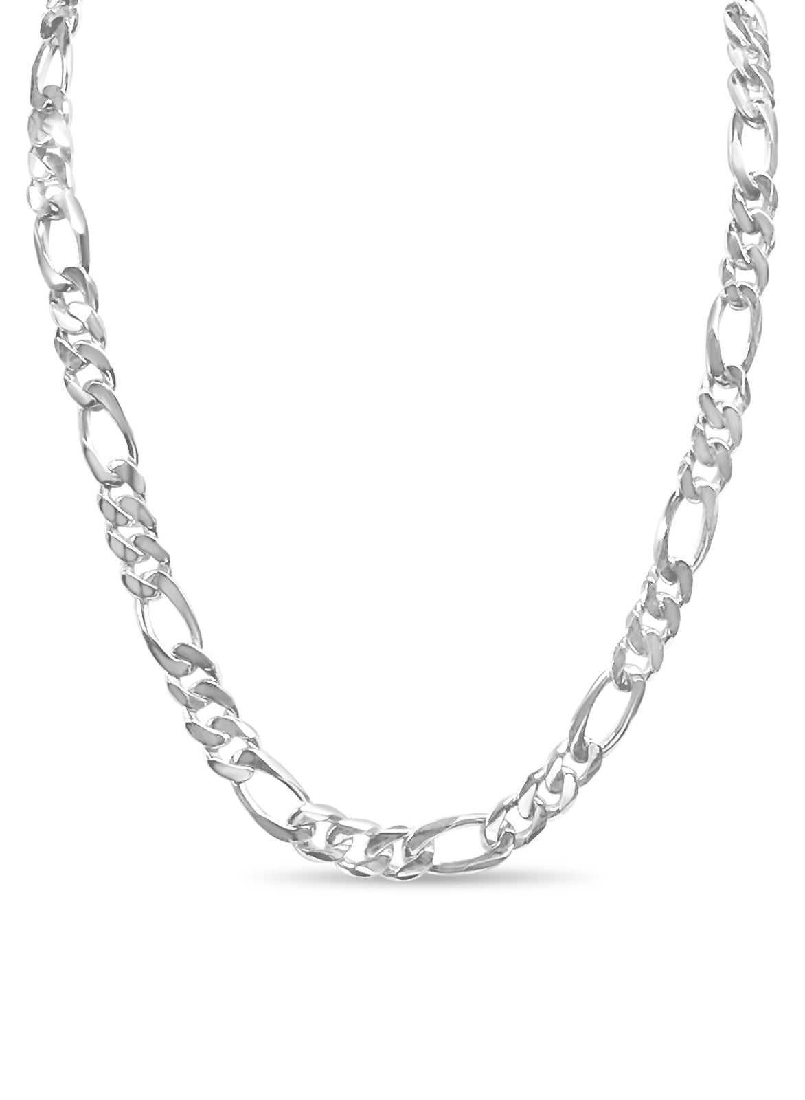 Figaro Solid White/Yellow/Rose Gold Handmade Necklace, 12mm, 16-30 Inch