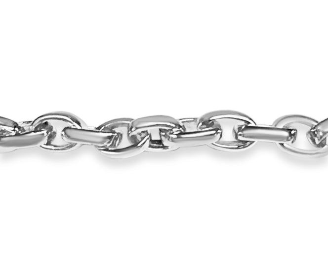 Oval Rolo Solid White/Yellow/Rose Gold Handmade Bracelet, 6mm, 6.5-10 Inch