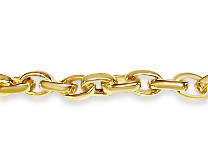 Oval Rolo Solid White/Yellow/Rose Gold Handmade Bracelet, 6mm, 6.5-10 Inch
