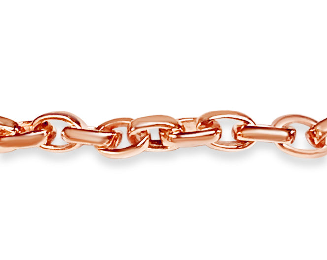 Oval Rolo Solid White/Yellow/Rose Gold Handmade Bracelet, 6mm, 6.5-10 Inch