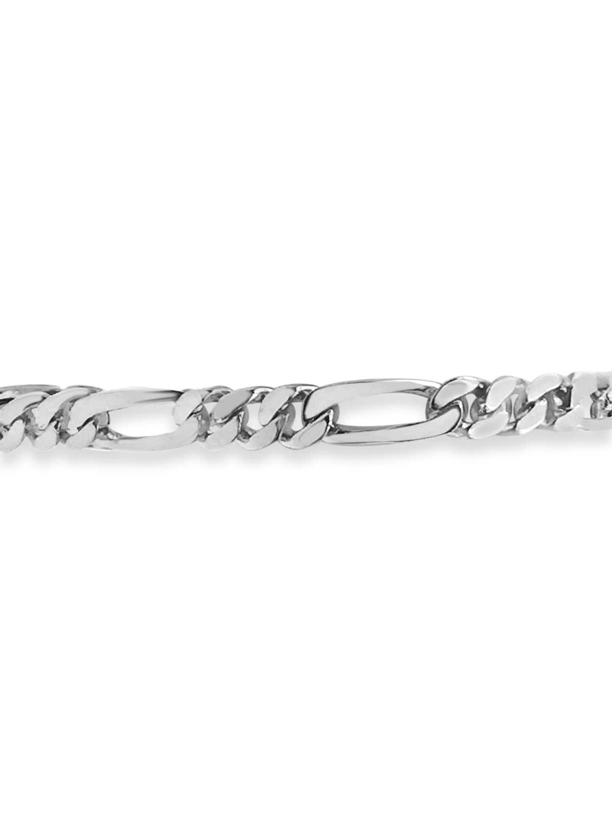 Figaro Solid White/Yellow/Rose Gold Handmade Bracelet, 7mm, 6.5-10 Inch
