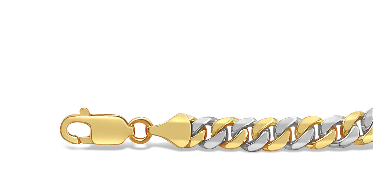 Miami Cuban Solid White/Yellow/Rose Gold Handmade Necklace, 7mm, 16-30 Inch, from 47.9 g