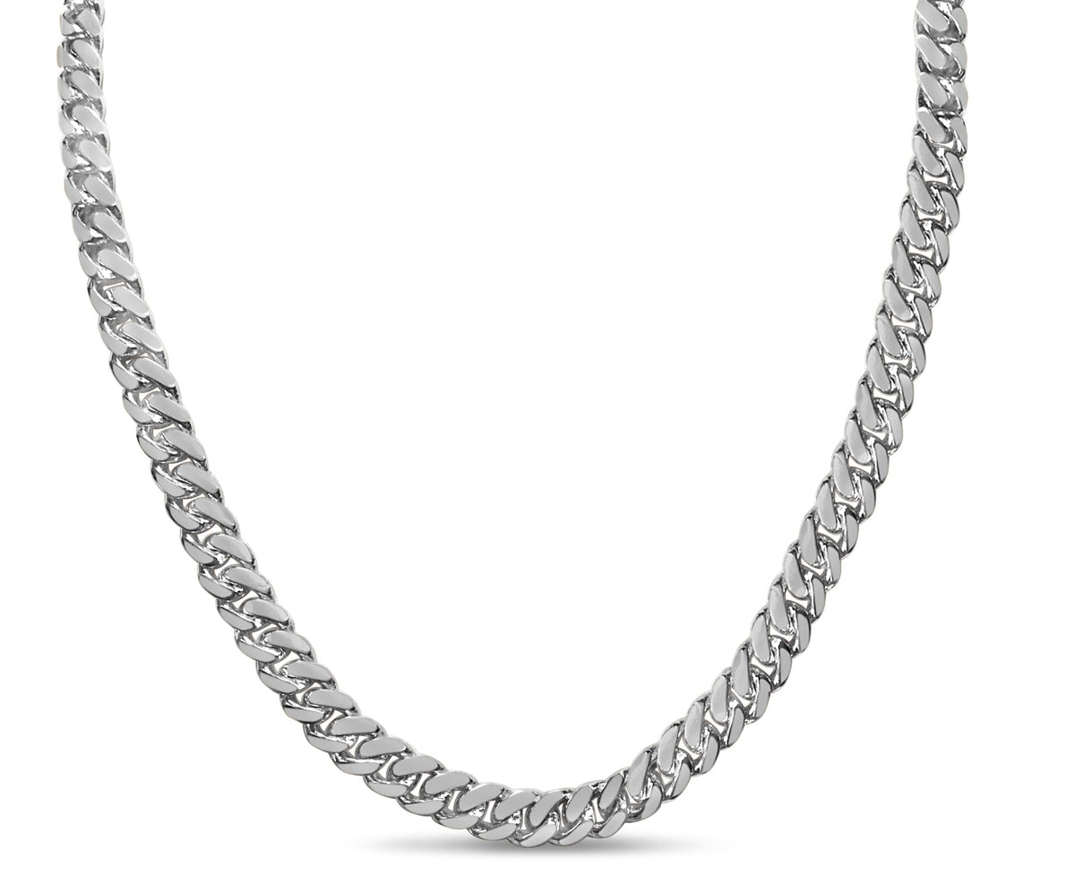Miami Cuban Solid White/Yellow/Rose Gold Handmade Necklace, 7mm, 16-30 Inch, from 47.9 g