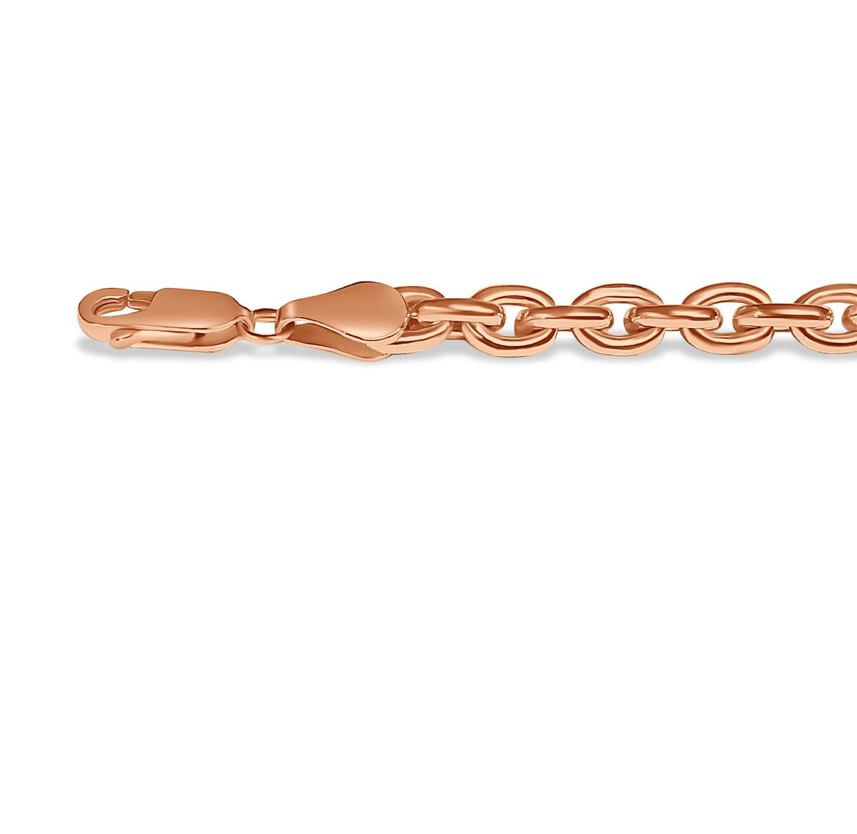Fancy Rolo Solid White/Yellow/Rose Gold Handmade Necklace, 5mm, 16-30 Inch