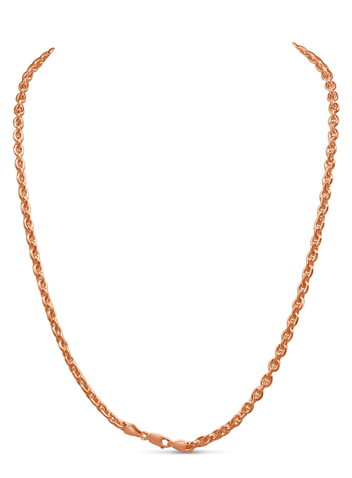 Fancy Rolo Solid White/Yellow/Rose Gold Handmade Necklace, 5mm, 16-30 Inch