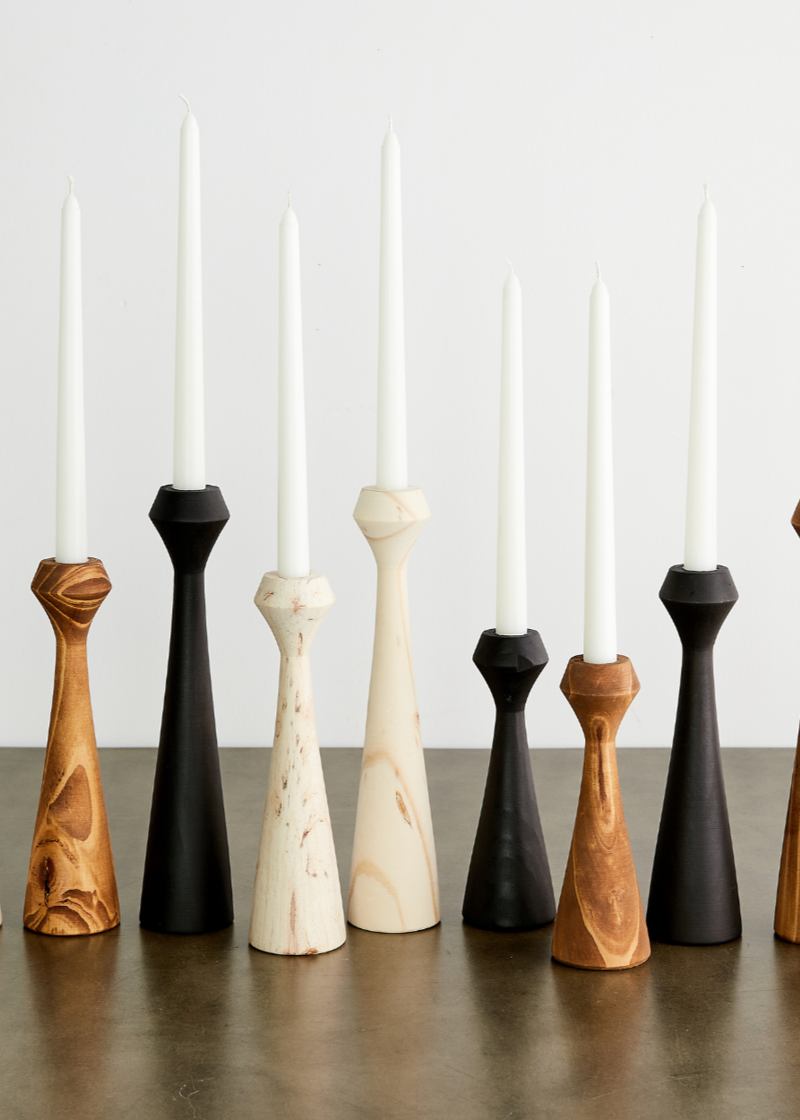 Tapered Diamond Wood Candle Holder