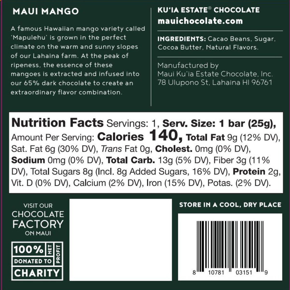 Mango Dark Chocolate Bar