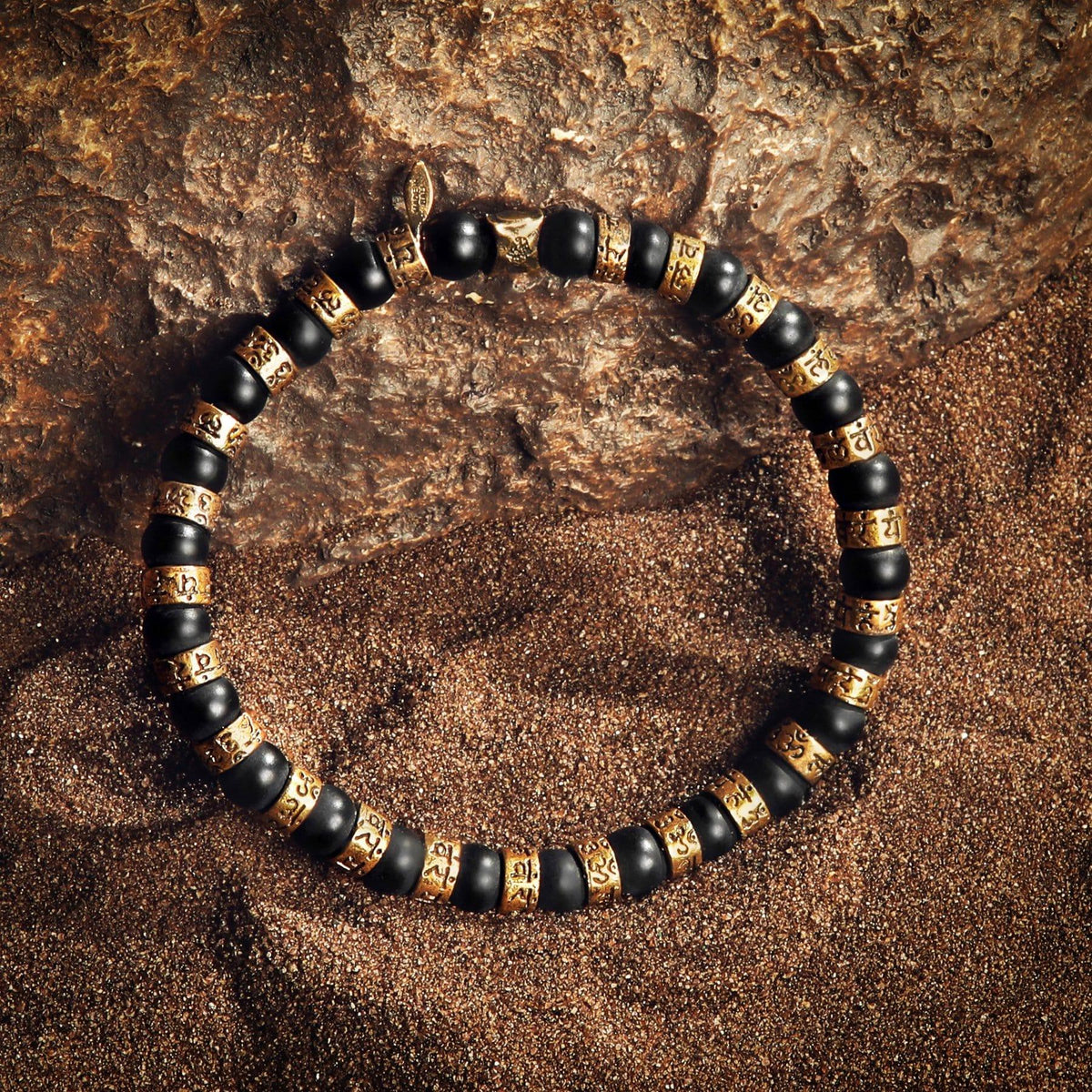 Conscious Awakening Matte Onyx Mantra Barrel Bracelet