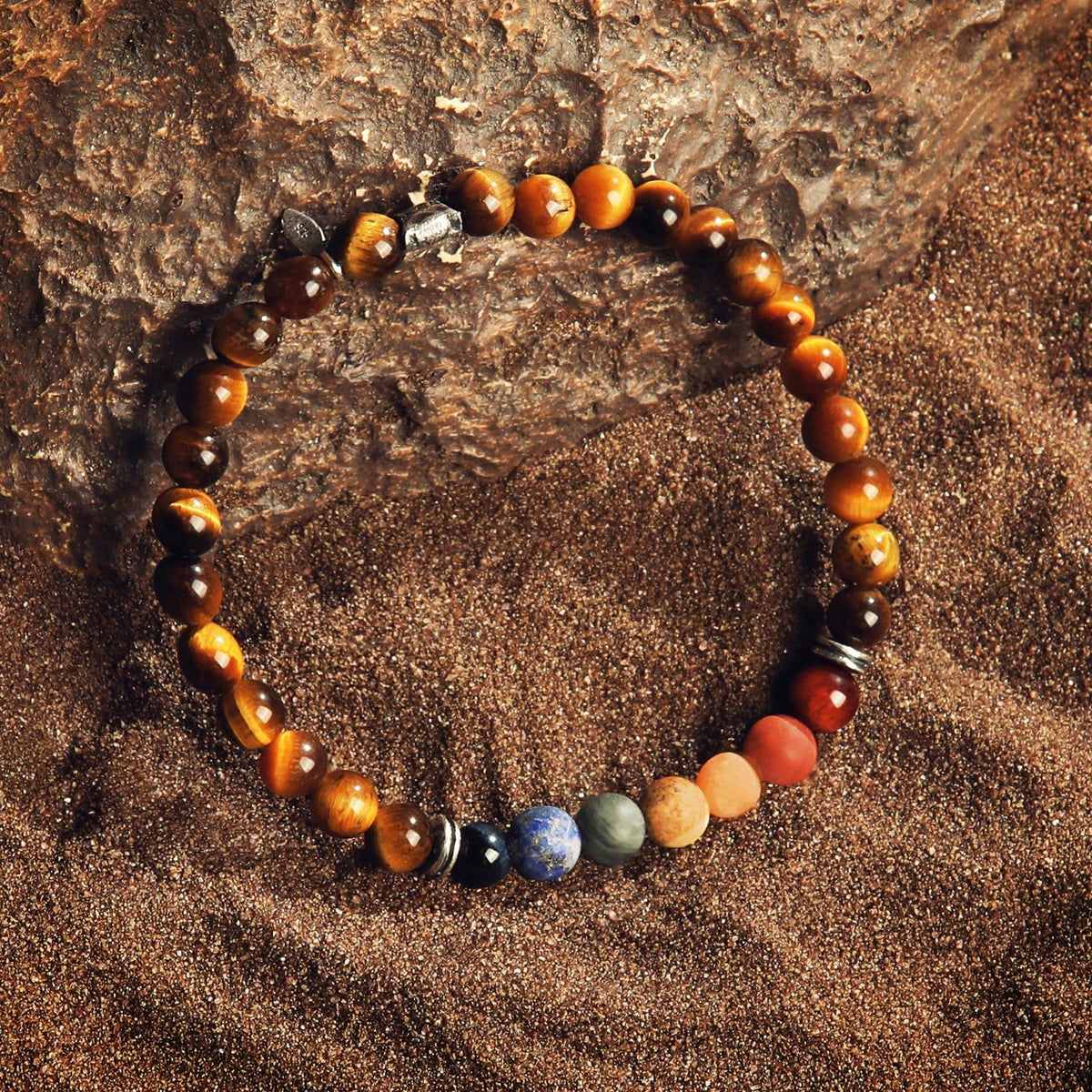 Serene Fearlessness Tiger's Eye Matte Jasper Chakra Bracelet