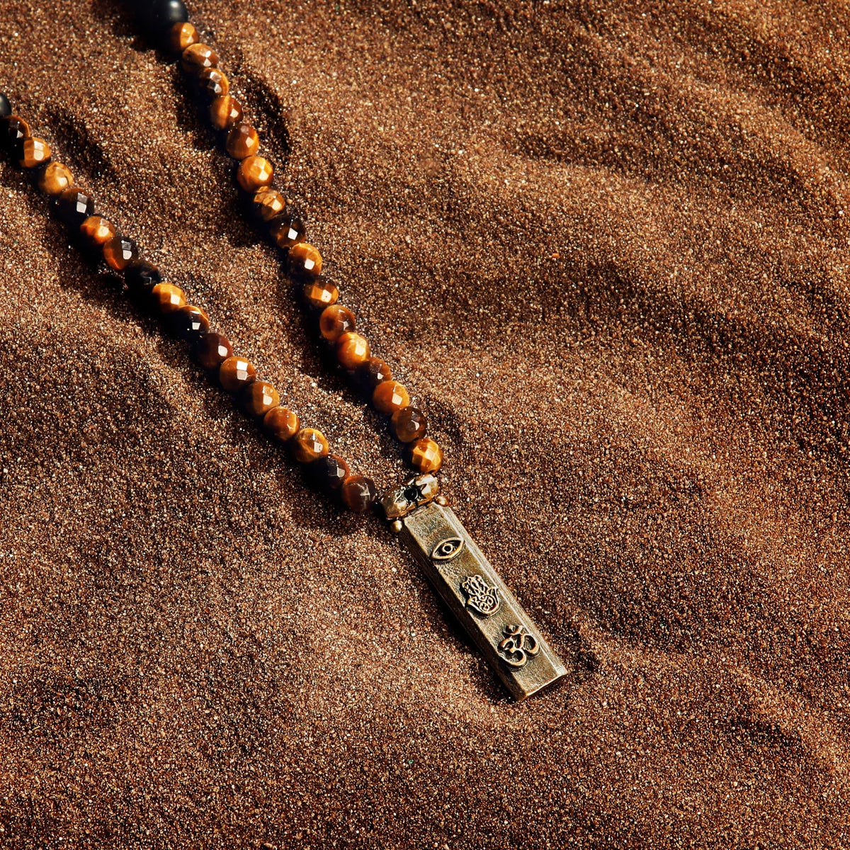 Fearless Spirit 3 Symbol Tiger's Eye Onyx Necklace