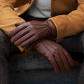 Lorenzo (brown) - Italian gloves made of American deerskin leather with cashmere lining 9