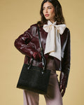 Patrizia (black) - Italian calf leather women's handbag (with shoulder strap) 3