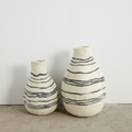 Tribal Lines Hand-Felted Wool Natural White Gourd Basket 2