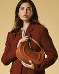Ornella (cognac) - Italian calf leather women's crossbody bag (with shoulder strap) 5