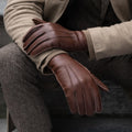 Diego (brown) - Italian gloves made of American deerskin leather with rabbit fur lining 1