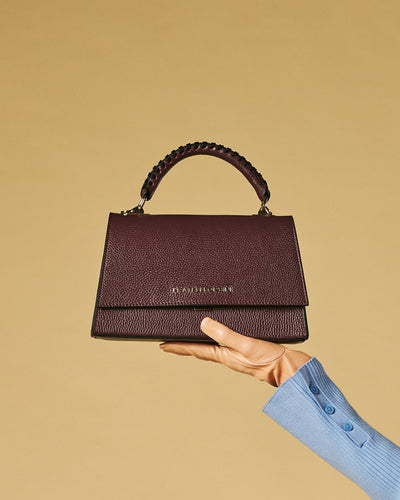 Federica (eggplant) - Italian calf leather women's crossbody bag (with shoulder strap), by Leather Gloves Online
