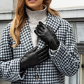 Isabella (black) - Italian lambskin leather gloves with cashmere lining 7