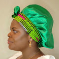 Sharifah Satin Double-layer Bonnet with African Print Tie 3