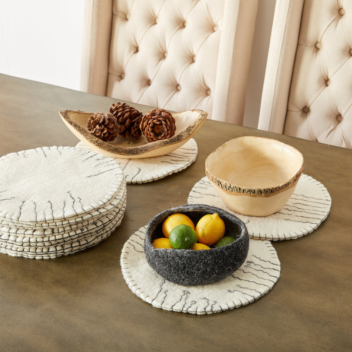Fine Line Ivory Wool Trivet