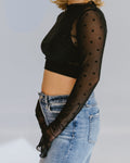 Heart Mesh Mock Neck Halftee 2