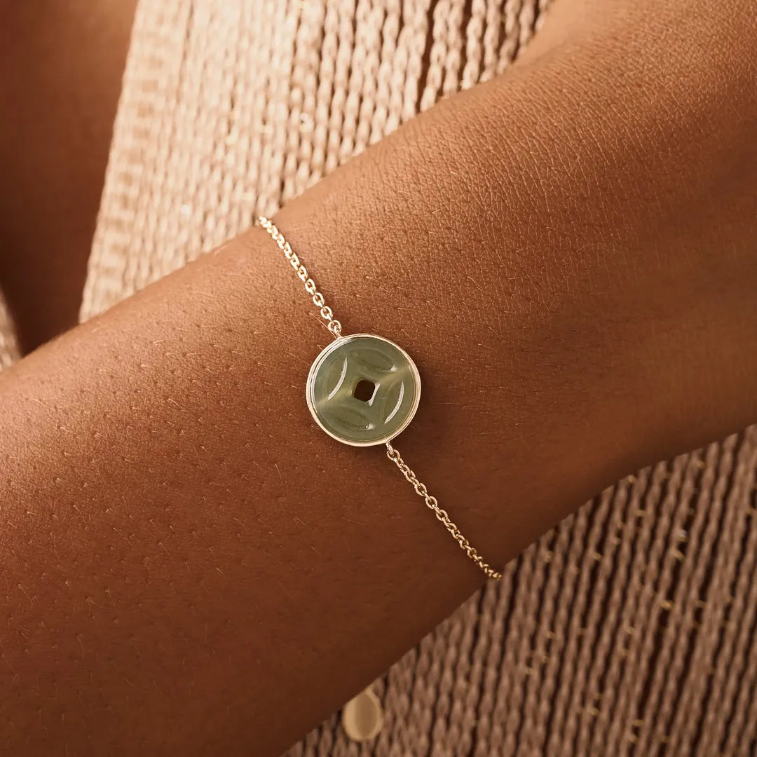 Prosperity Line Jade Coin Bracelet