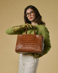 Valentina (cognac) - Italian calf leather women's handbag (with shoulder strap) 7