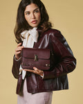 Mirella (eggplant) - Italian calf leather women's crossbody bag (with shoulder strap) 3