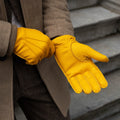 Matteo (yellow) - Italian gloves made of American deerskin leather with cashmere lining 10