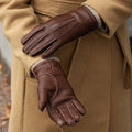 Vittoria (brown) - Italian gloves made of American deerskin leather with cashmere lining 9