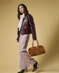 Chiara (cognac) - Italian calf suede women's handbag (with shoulder strap) 5