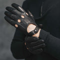 Mario (black) - Italian lambskin leather driving gloves 8
