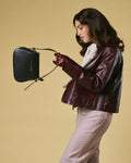 Ottavia (black) - Italian calf leather women's crossbody bag (with shoulder strap) 2