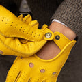 Leonardo (yellow) - Italian driving gloves made of American deerskin leather 8