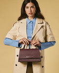 Federica (eggplant) - Italian calf leather women's crossbody bag (with shoulder strap) 2