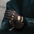Mario (dark brown) - Italian lambskin leather driving gloves & touchscreen feature 6