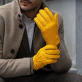 Matteo (yellow) - Italian gloves made of American deerskin leather with cashmere lining 1