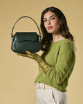 Ottavia (green) - Italian calf leather women's crossbody bag (with shoulder strap) 10